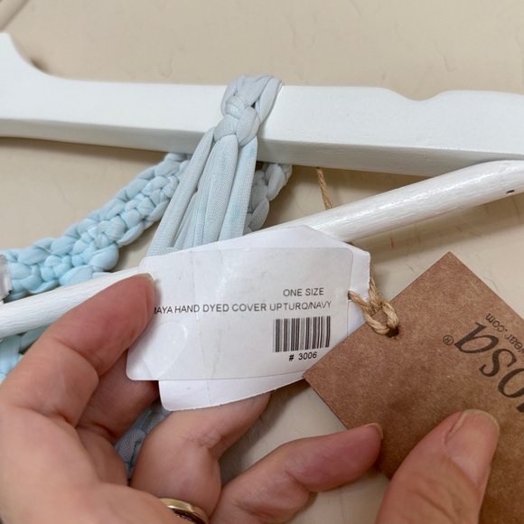 Charmosa Maya Swim Crochet Maxi Length Cover Up Blue White Macrame Resort S - Picture 4 of 9